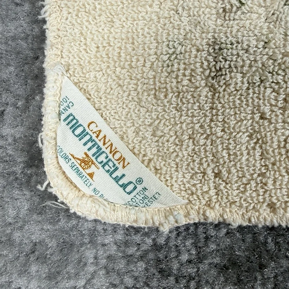 Vintage Cannon Bath Towel and‎ Washcloth Set Beige Brown Floral